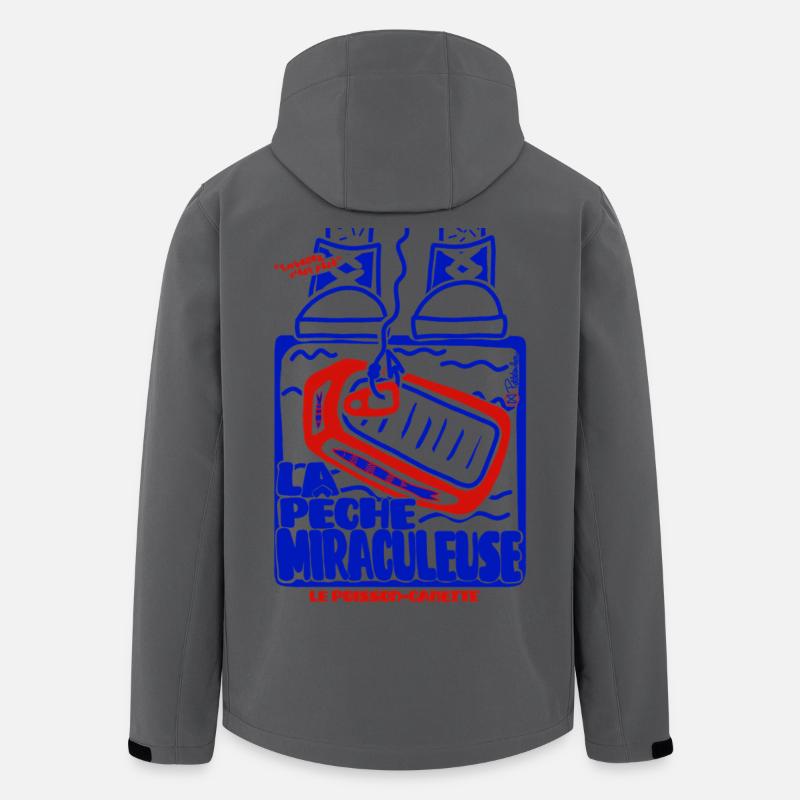 Pêche Miraculeuse Retro - Recycelte Männer Softshell-Jacke Discoverer von Stanley/Stella - Anthrazit