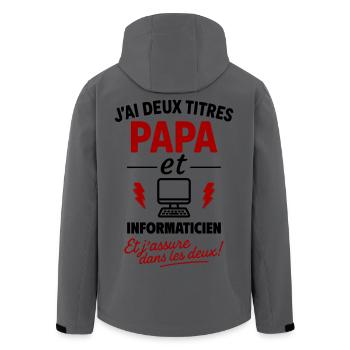 Vater und Informatiker schenken dem Vatertag Weihnachten ein Geschenk - Recycelte Männer Softshell-Jacke von Stanley/Stella - Anthrazit - Hinten - AI Model Male 185 light (185cm)