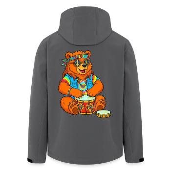 Hippie Bär - Recycelte Männer Softshell-Jacke von Stanley/Stella - Anthrazit - Hinten - AI Model Male 185 light (185cm)