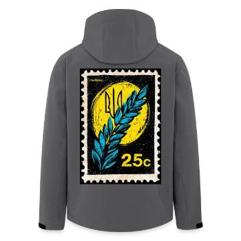 Briefmarke mit Weizen aus der Ukraine - Recycelte Männer Softshell-Jacke von Stanley/Stella - Anthrazit - Hinten - AI Model Male 185 light (185cm)
