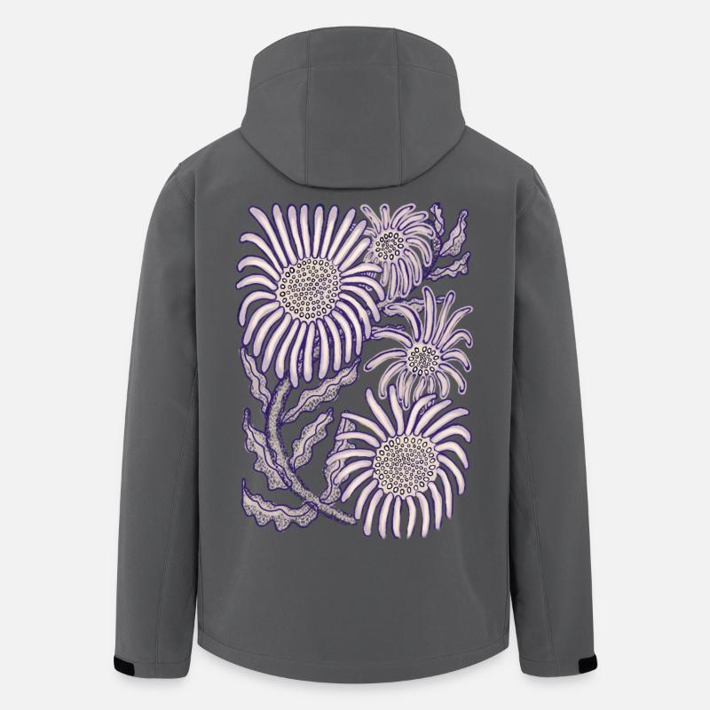 Lila Glättchen-Botanische Strichkunst - Recycelte Männer Softshell-Jacke von Stanley/Stella - Anthrazit