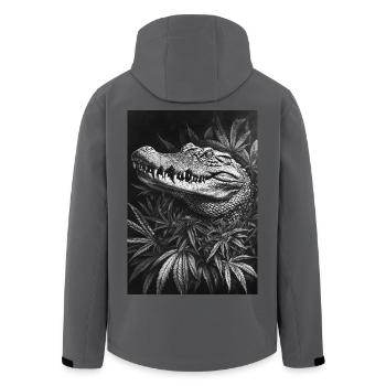 Crocodile dans la forêt de feuilles de chanvre - Veste softshell homme en polyester recyclé Stanley/Stella - charbon - Dos - AI Model Male 185 light (185cm)