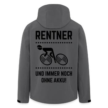 Rentner Und Immer Noch Ohne Akku! (Radfahrer / B) - Recycelte Männer Softshell-Jacke von Stanley/Stella - Anthrazit - Hinten - AI Model Male 185 light (185cm)