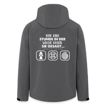 Nur eine Stunde die Woche, Freiwillige Feuerwehr - Recycelte Männer Softshell-Jacke von Stanley/Stella - Anthrazit - Hinten - AI Model Male 185 light (185cm)