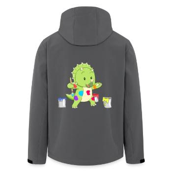 Dino kleiner Künstler - Recycelte Männer Softshell-Jacke von Stanley/Stella - Anthrazit - Hinten - AI Model Male 185 light (185cm)