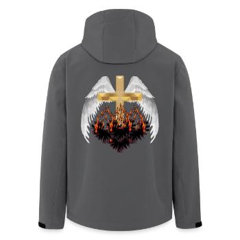 Kreuz Himmel Hölle Jenseits Reinkarnation Satan - Recycelte Männer Softshell-Jacke von Stanley/Stella - Anthrazit - Hinten - AI Model Male 185 light (185cm)