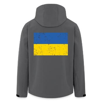 Ukraine Flagge Distressed Cool - Recycelte Männer Softshell-Jacke von Stanley/Stella - Anthrazit - Hinten - AI Model Male 185 light (185cm)