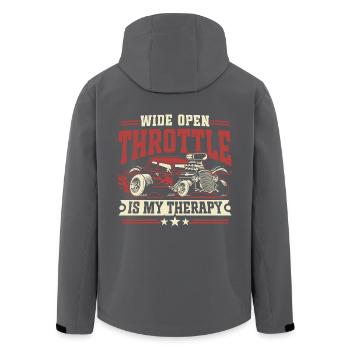 Vollgas ist meine Therapie - Drag Car Racing - Recycelte Männer Softshell-Jacke von Stanley/Stella - Anthrazit - Hinten - AI Model Male 185 light (185cm)
