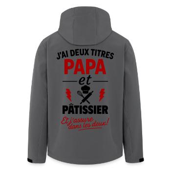 Papa Pâtissier Two Titles Humor - Men’s Recycled Softshell Jacket by Stanley/Stella - anthracite - Back - AI Model Male 185 light (185cm)