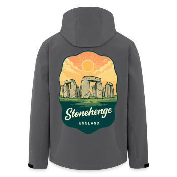 Badge de voyage Stonehenge Angleterre Vintage Sunset - Veste softshell homme en polyester recyclé Stanley/Stella - charbon - Dos - AI Model Male 185 light (185cm)