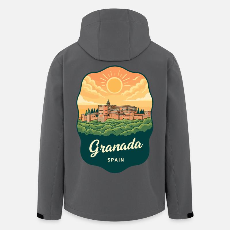 Granada Alhambra Palac Retro Sunset Badge - Veste softshell homme en polyester recyclé Stanley/Stella - charbon