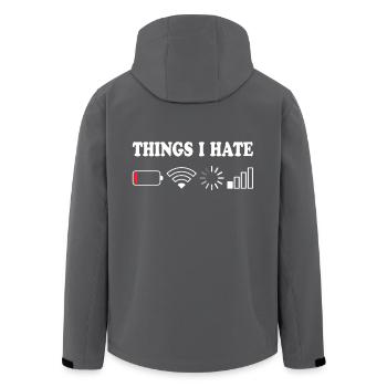 Things I Hate Kein Empfang Akku Leer Dinge Hasse - Recycelte Männer Softshell-Jacke von Stanley/Stella - Anthrazit - Hinten - AI Model Male 185 light (185cm)