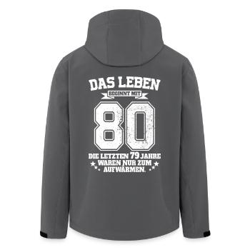 80. Geburtstag Das Leben Beginnt Mit 80 Jahren - Recycelte Männer Softshell-Jacke von Stanley/Stella - Anthrazit - Hinten - AI Model Male 185 light (185cm)