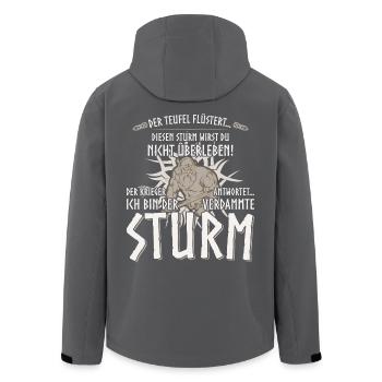 Der Krieger: Ich bin der verdammte Sturm (hell) - Recycelte Männer Softshell-Jacke von Stanley/Stella - Anthrazit - Hinten - AI Model Male 185 light (185cm)