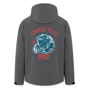 FIGHTER PILOT - Kampfjet Piloten Shirt Motiv - Recycelte Männer Softshell-Jacke von Stanley/Stella - Anthrazit - Hinten - AI Model Male 185 light (185cm)
