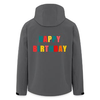 ALLES GUTE ZUM GEBURTSTAG. ALLES GUTE ZUM GEBURTSTAG. JAHRESTAG. - Recycelte Männer Softshell-Jacke von Stanley/Stella - Anthrazit - Hinten - AI Model Male 185 light (185cm)