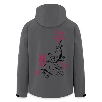 Florale Ranke mit Blüten und Schmetterling - Recycelte Männer Softshell-Jacke von Stanley/Stella - Anthrazit - Hinten - AI Model Male 185 light (185cm)