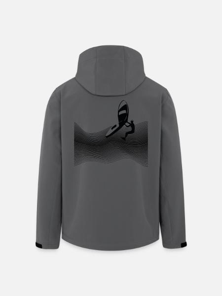 Wingfoiler sur vagues graphiques - Veste softshell homme en polyester recyclé Stanley/Stella - charbon