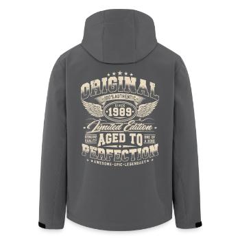 Jahrgang 1989 Vintage Retro Geburtstag Geschenk - Recycelte Männer Softshell-Jacke von Stanley/Stella - Anthrazit - Hinten - AI Model Male 185 light (185cm)