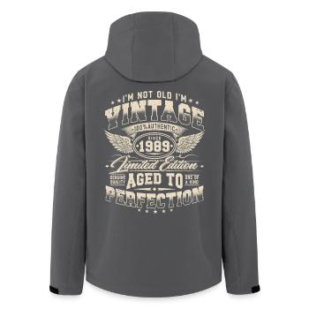 1989 Jahrgang Vintage Retro Geburtstag Geschenk - Recycelte Männer Softshell-Jacke von Stanley/Stella - Anthrazit - Hinten - AI Model Male 185 light (185cm)