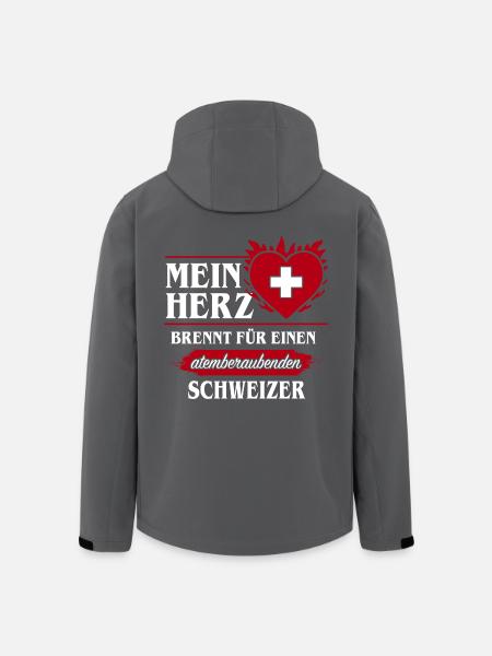 SCHWEIZER - MEIN HERZ BRENNT - Recycelte Männer Softshell-Jacke von Stanley/Stella - Anthrazit
