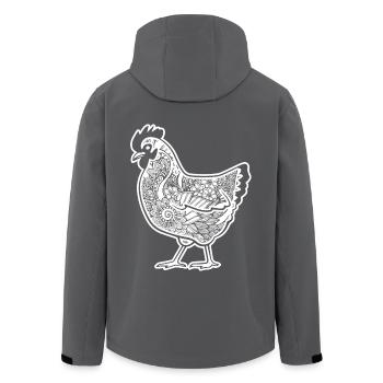 Huhn Huhn Blumenmuster - Recycelte Männer Softshell-Jacke von Stanley/Stella - Anthrazit - Hinten - AI Model Male 185 light (185cm)