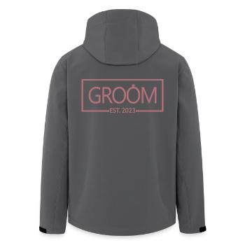 2023 - Ehemann wird Hochzeitsfeier Geschenk - Recycelte Männer Softshell-Jacke von Stanley/Stella - Anthrazit - Hinten - AI Model Male 185 light (185cm)