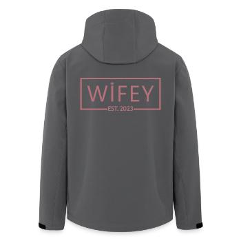 2023 Verlobung Brautdusche Hochzeit - Recycelte Männer Softshell-Jacke von Stanley/Stella - Anthrazit - Hinten - AI Model Male 185 light (185cm)