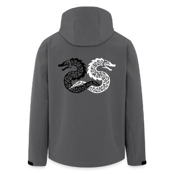 Twin Tribal Dragon - Recycelte Männer Softshell-Jacke von Stanley/Stella - Anthrazit - Hinten - AI Model Male 185 light (185cm)