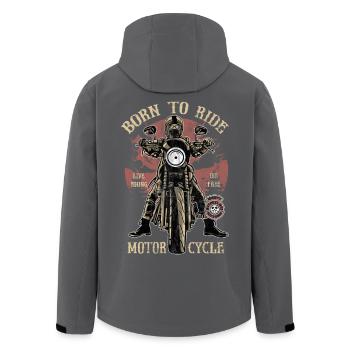 BORN TO RIDE - Motorrad Chopper Caferacer Geschenk - Recycelte Männer Softshell-Jacke von Stanley/Stella - Anthrazit - Hinten - AI Model Male 185 light (185cm)