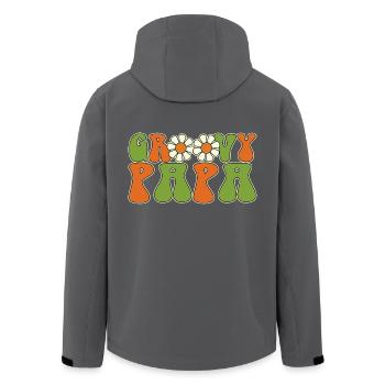 Retro Groovy Papa Passende Familien-Babyparty - Recycelte Männer Softshell-Jacke von Stanley/Stella - Anthrazit - Hinten - AI Model Male 185 light (185cm)
