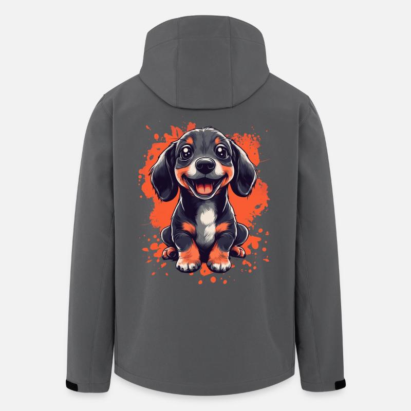 Teckel chiot chien drôle chiens - Veste softshell homme en polyester recyclé Stanley/Stella - charbon
