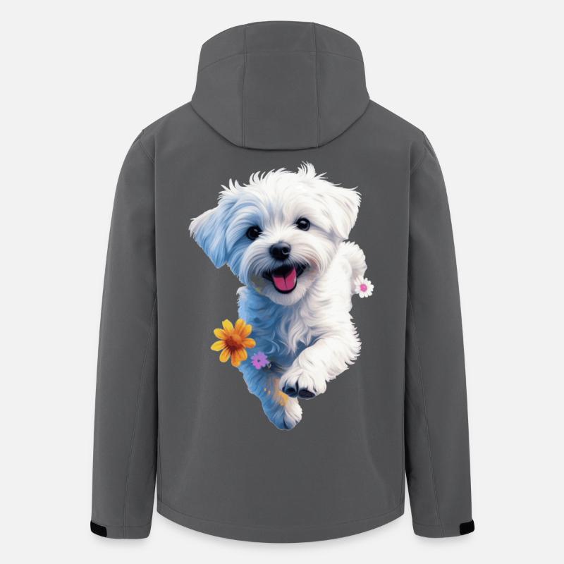 Jumping Maltese Puppy - 2 - 🐾 - Men’s Recycled Softshell Jacket by Stanley/Stella - anthracite