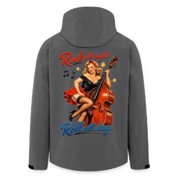 Rockabilly Kontrabass Pin-Up Retro T-Shirt - Recycelte Männer Softshell-Jacke von Stanley/Stella - Anthrazit - Hinten - AI Model Male 185 light (185cm)