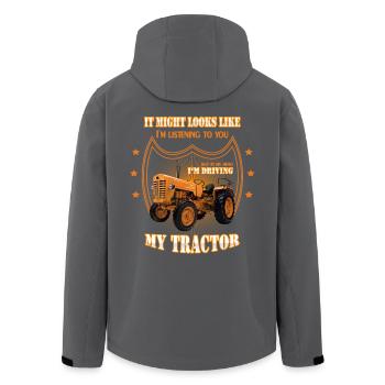In my head I'm driving my TRACTOR Trekker Traktor - Recycelte Männer Softshell-Jacke von Stanley/Stella - Anthrazit - Hinten - AI Model Male 185 light (185cm)