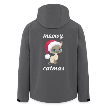 Nette Weihnachtskatzen-Entwurfs-Meowy Catmas Katzenliebhaber - Recycelte Männer Softshell-Jacke von Stanley/Stella - Anthrazit - Hinten - AI Model Male 185 light (185cm)