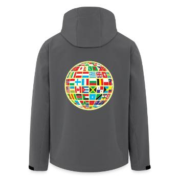 Weltkarte Globus Erdkugel Landesflaggen Kontinente - Recycelte Männer Softshell-Jacke von Stanley/Stella - Anthrazit - Hinten - AI Model Male 185 light (185cm)