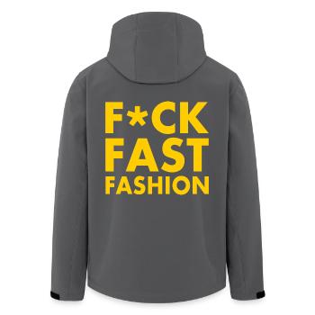 Fuck fast fashion - Recycelte Männer Softshell-Jacke von Stanley/Stella - Anthrazit - Hinten - AI Model Male 185 light (185cm)