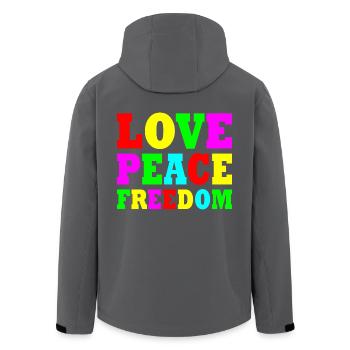 Love peace freedom - Recycelte Männer Softshell-Jacke von Stanley/Stella - Anthrazit - Hinten - AI Model Male 185 light (185cm)