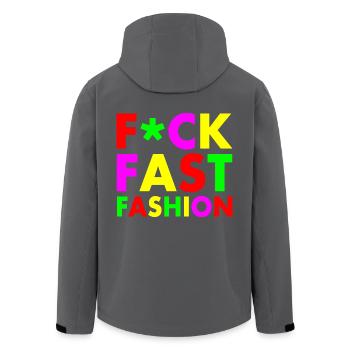 Fuck fast fashion - Recycelte Männer Softshell-Jacke von Stanley/Stella - Anthrazit - Hinten - AI Model Male 185 light (185cm)