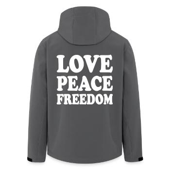 Love peace freedom - Recycelte Männer Softshell-Jacke von Stanley/Stella - Anthrazit - Hinten - AI Model Male 185 light (185cm)