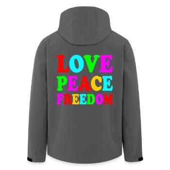 Love peace freedom - Recycelte Männer Softshell-Jacke von Stanley/Stella - Anthrazit - Hinten - AI Model Male 185 light (185cm)