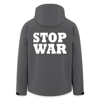 Stop war - Recycelte Männer Softshell-Jacke von Stanley/Stella - Anthrazit - Hinten - AI Model Male 185 light (185cm)