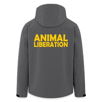 Animal liberation - Recycelte Männer Softshell-Jacke von Stanley/Stella - Anthrazit - Hinten - AI Model Male 185 light (185cm)