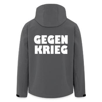 Gegen krieg - Recycelte Männer Softshell-Jacke von Stanley/Stella - Anthrazit - Hinten - AI Model Male 185 light (185cm)