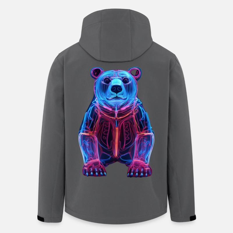 Neon Bär in Cyber-Design - Recycelte Männer Softshell-Jacke von Stanley/Stella - Anthrazit