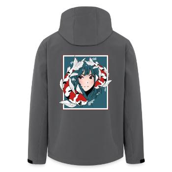 Anime Girl Otaku Koi - Recycelte Männer Softshell-Jacke von Stanley/Stella - Anthrazit - Hinten - AI Model Male 185 light (185cm)
