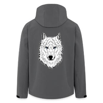 Polarwolf Wolf Blaue Augen - Recycelte Männer Softshell-Jacke von Stanley/Stella - Anthrazit - Hinten - AI Model Male 185 light (185cm)