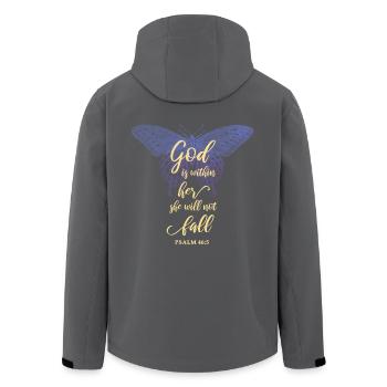 Bibelvers Christliches Motiv - Recycelte Männer Softshell-Jacke von Stanley/Stella - Anthrazit - Hinten - AI Model Male 185 light (185cm)
