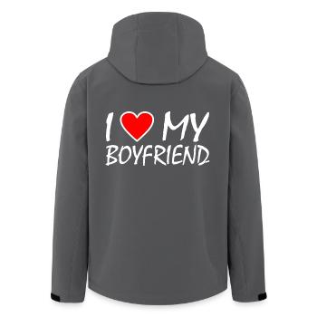 I love my boyfriend - Recycelte Männer Softshell-Jacke von Stanley/Stella - Anthrazit - Hinten - AI Model Male 185 light (185cm)